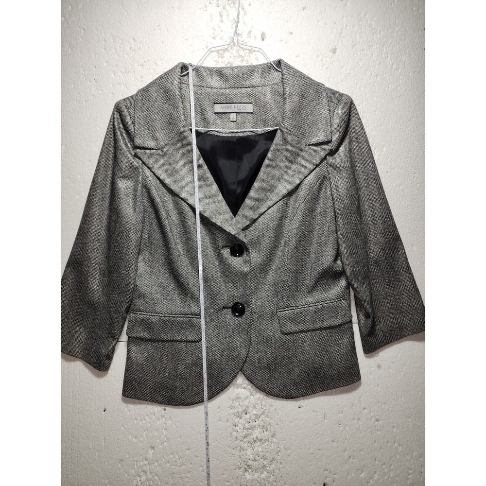 Ann Klein Suit Womens Size 12 Gray Two Button Jacket Blazer Work Career Formal - Picture 8 of 14